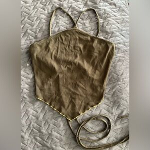 Wild Fable Army Green Ribbed Halter  Top 💚 Sz XXL Beach Bum Coquette Y2K style